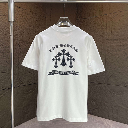 クロムハーツ 新しいロゴサンスクリット十字架立体シリコン半袖Tシャツ