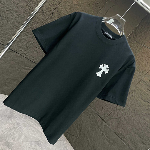 クロムハーツ 新しいロゴサンスクリット十字架立体シリコン半袖Tシャツ