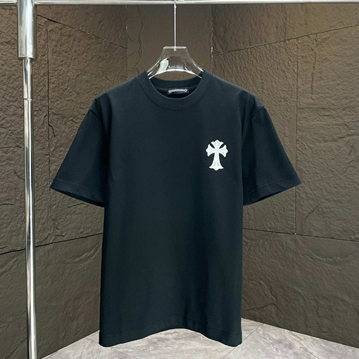 クロムハーツ 新しいロゴサンスクリット十字架立体シリコン半袖Tシャツ
