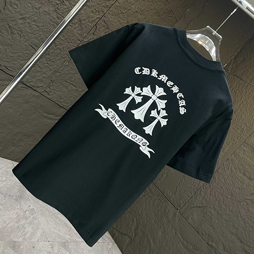 クロムハーツ 新しいロゴサンスクリット十字架立体シリコン半袖Tシャツ