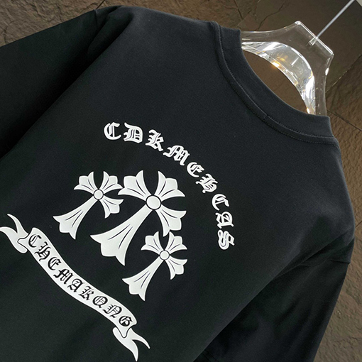 クロムハーツ 新しいロゴサンスクリット十字架立体シリコン半袖Tシャツ
