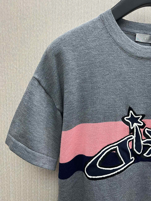 ディオールスーパーコピー 新しいグレーウールニット半袖Tシャツ