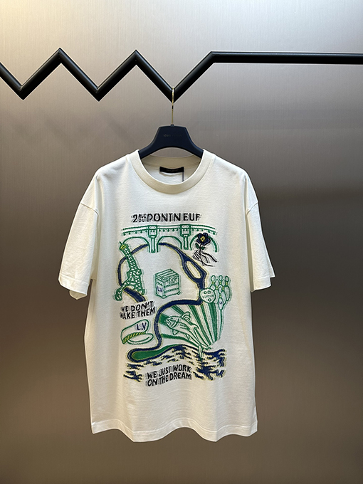 ルイヴィトン 夢の五色フライングラインジャカード半袖Tシャツ