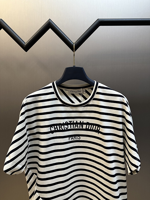 ディオール ファッション不規則ストライプ半袖Tシャツ