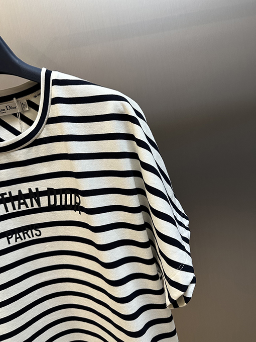 ディオール ファッション不規則ストライプ半袖Tシャツ