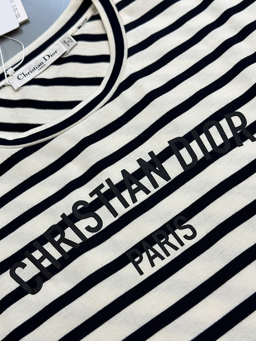 ディオール ファッション不規則ストライプ半袖Tシャツ