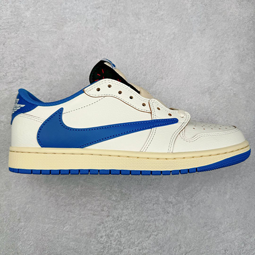 Travis Scott x Air Jordan AJ1 Low OG SP TSコラボレーションバーブローカットスニーカー