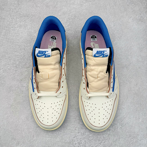 Travis Scott x Air Jordan AJ1 Low OG SP TSコラボレーションバーブローカットスニーカー