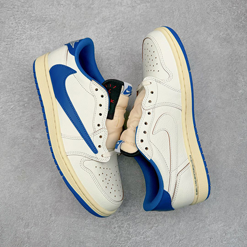 Travis Scott x Air Jordan AJ1 Low OG SP TSコラボレーションバーブローカットスニーカー