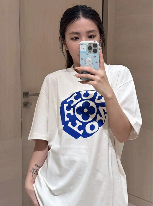 ルイヴィトンコピー アルファベットプリント半袖Tシャツ