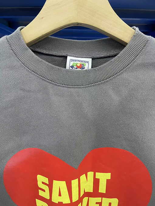 セント マイケル25SS“POWRER”プリントロゴウォッシュ古い長袖ラウンドネックパーカー