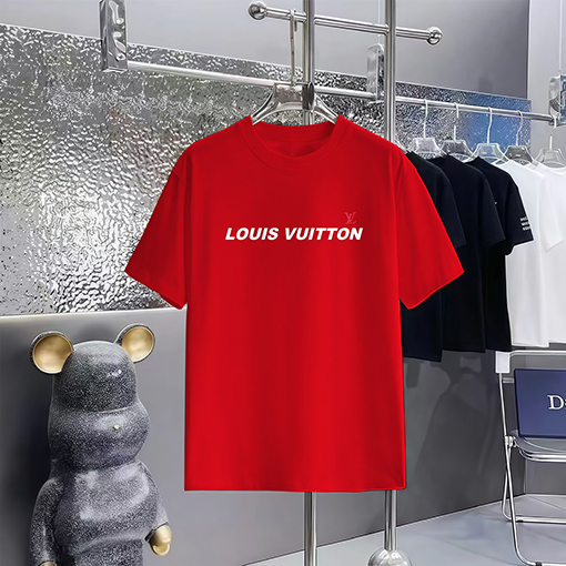 ルイヴィトンコピー プリントラウンドネック半袖Tシャツ