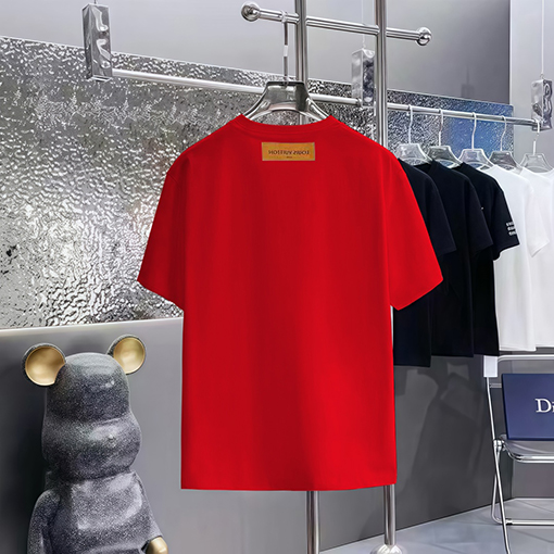 ルイヴィトンコピー プリントラウンドネック半袖Tシャツ