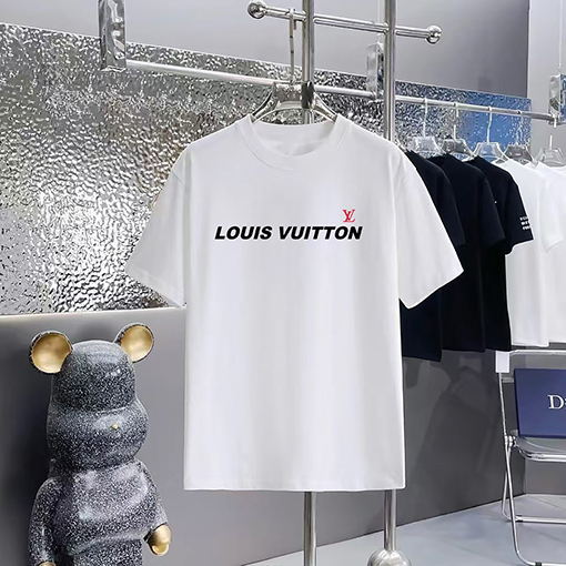 ルイヴィトンコピー プリントラウンドネック半袖Tシャツ