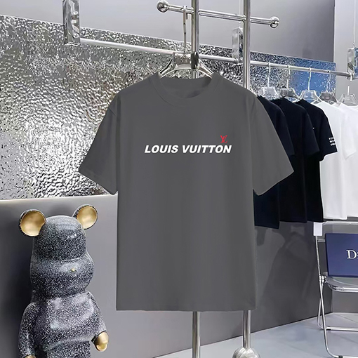 ルイヴィトンコピー プリントラウンドネック半袖Tシャツ