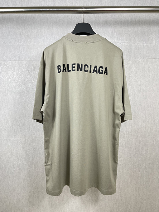 バレンシアガコピー フロントとリアのクラシックな文字刺繍半袖Tシャツ