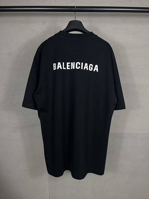 バレンシアガ 前後のクラシックなアルファベットプリント半袖Tシャツ