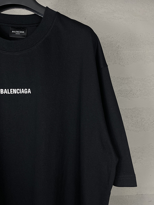 バレンシアガ 前後のクラシックなアルファベットプリント半袖Tシャツ