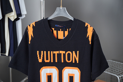 ルイヴィトンコピー 新しい Lv ニットニット刺繍文字ロゴ半袖Tシャツ