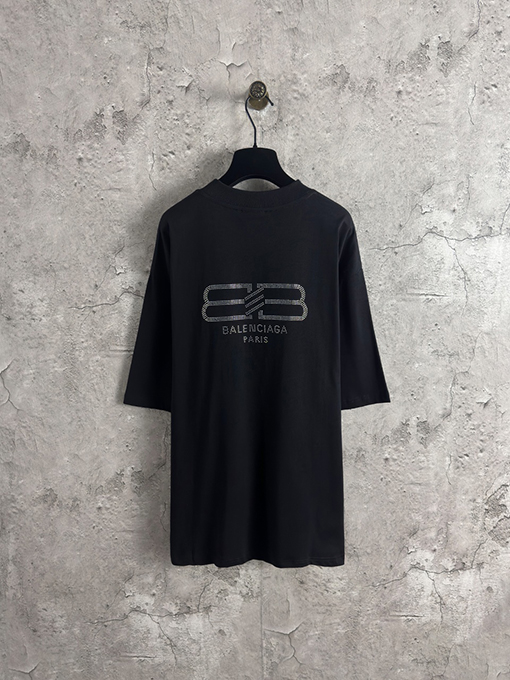 バレンシアガ Balenciaga バックダブルBホットドリル半袖Tシャツ
