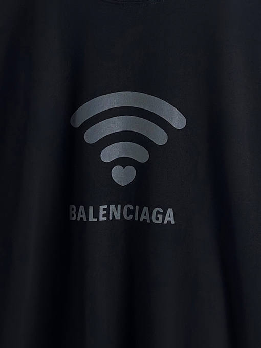 バレンシアガコピー Balenciaga wifi 520 限定植毛プリント半袖Tシャツ