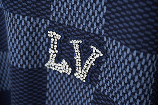 ルイヴィトン ラインストーン刺繍ロゴ文字編み半袖Tシャツ