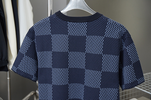 ルイヴィトン ラインストーン刺繍ロゴ文字編み半袖Tシャツ
