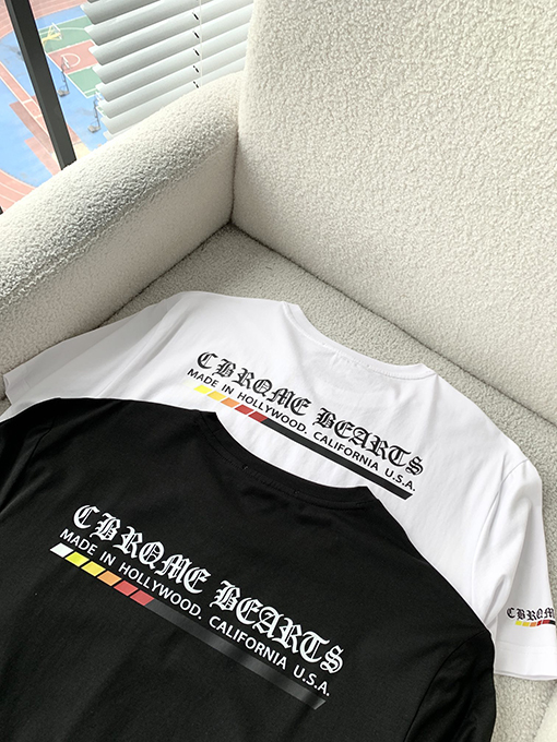 クロムハーツコピークラシックロゴプリントラウンドネックTシャツ