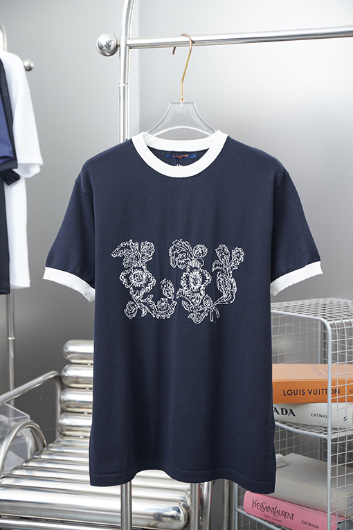 ルイヴィトンコピー ひまわりフラワーニット半袖Tシャツ