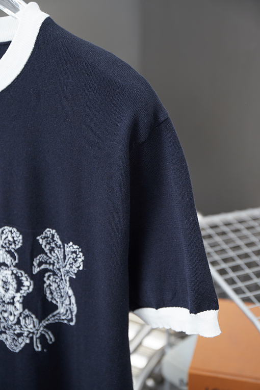ルイヴィトンコピー ひまわりフラワーニット半袖Tシャツ