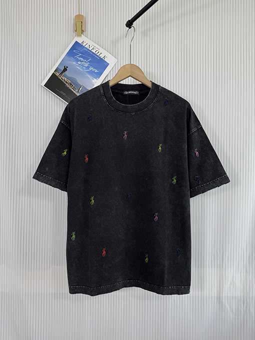 クロムハーツコピープリントウォッシュパッチ刺繍半袖Tシャツ