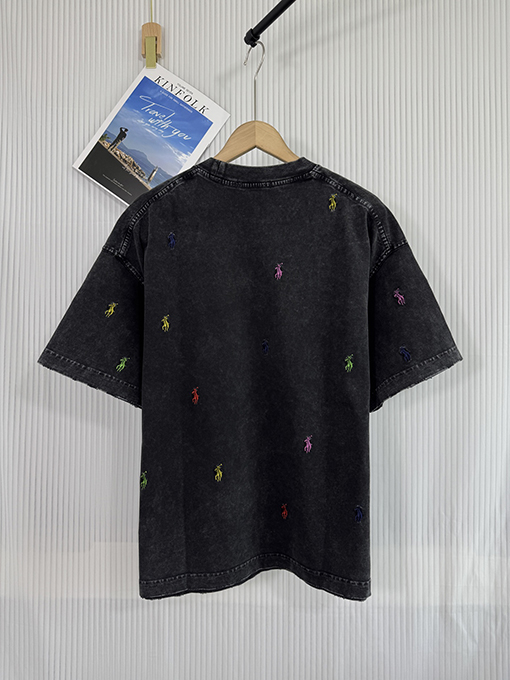 クロムハーツコピープリントウォッシュパッチ刺繍半袖Tシャツ