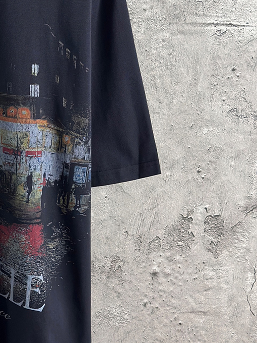 バレンシアガ Balenciaga ファッショナブルな街の夜景半袖Tシャツ