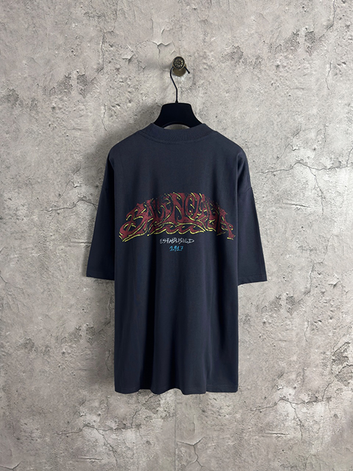バレンシアガ Balenciaga ファッション炎落書きロゴ半袖Tシャツ