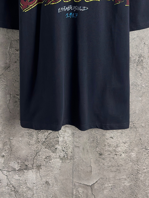 バレンシアガ Balenciaga ファッション炎落書きロゴ半袖Tシャツ