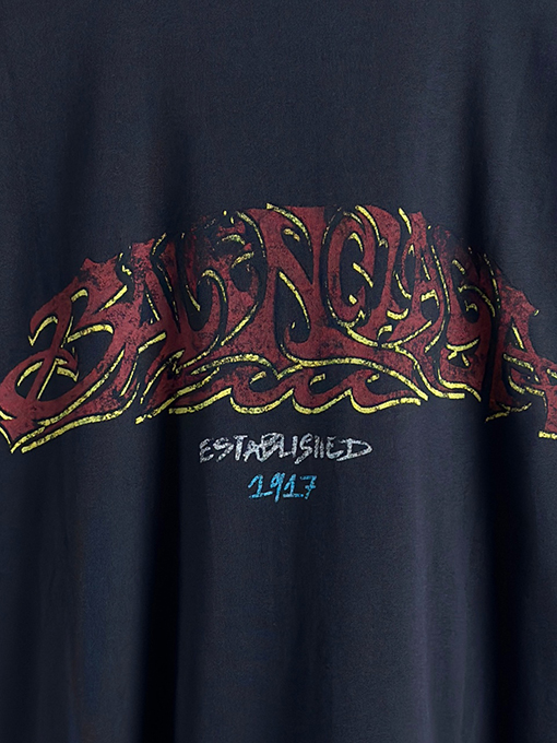 バレンシアガ Balenciaga ファッション炎落書きロゴ半袖Tシャツ