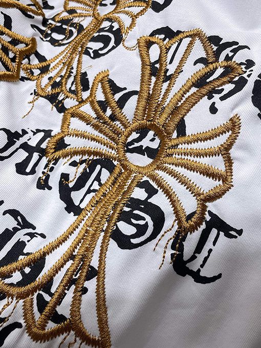 クロムハーツ十字架の刺繍手磨きの半袖シャツ