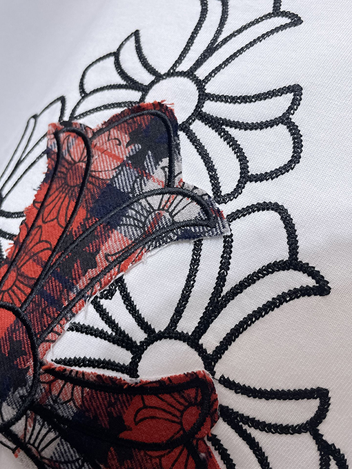 クロムハーツ十字架の手作り布刺繍柳丁半袖シャツ