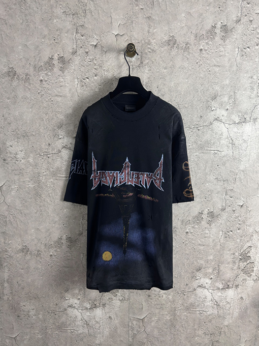 バレンシアガ ファッション倒立鉄塔デジタル直噴半袖Tシャツ