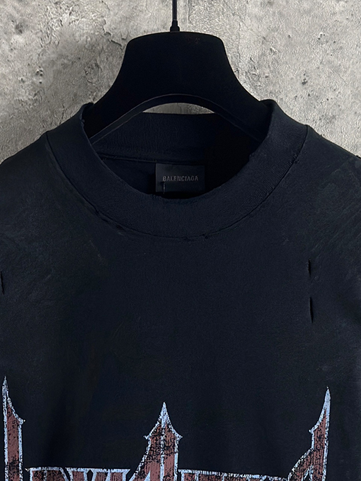 バレンシアガ ファッション倒立鉄塔デジタル直噴半袖Tシャツ