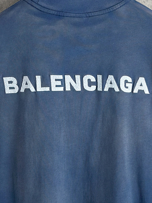 バレンシアガ ファッションセンター前後の文字刺繍半袖Tシャツ