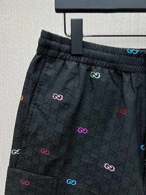 グッチ ファッションブラックGGコットンチェック柄ショートパンツ