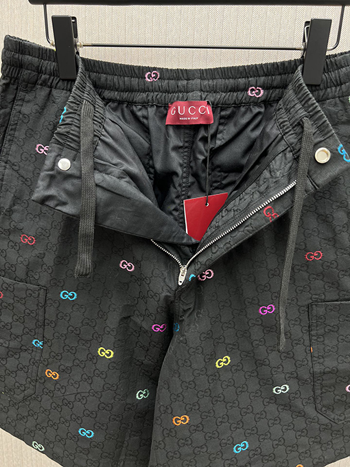グッチ ファッションブラックGGコットンチェック柄ショートパンツ
