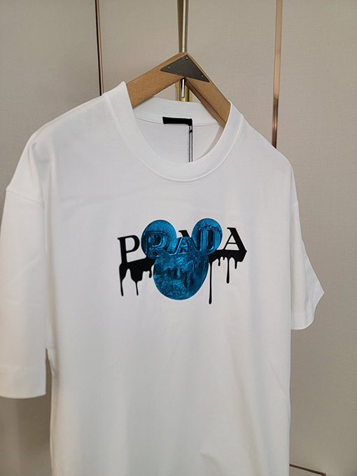 プラダ ペイントドロップアルファベットミッキーマウスオクルージョンパターン半袖Tシャツ