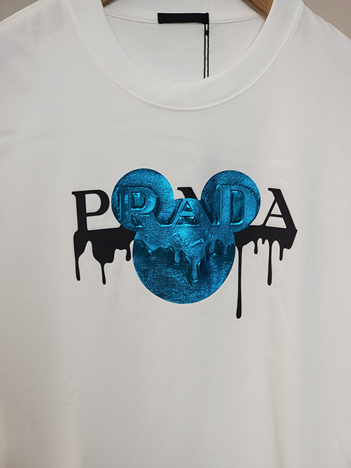 プラダ ペイントドロップアルファベットミッキーマウスオクルージョンパターン半袖Tシャツ