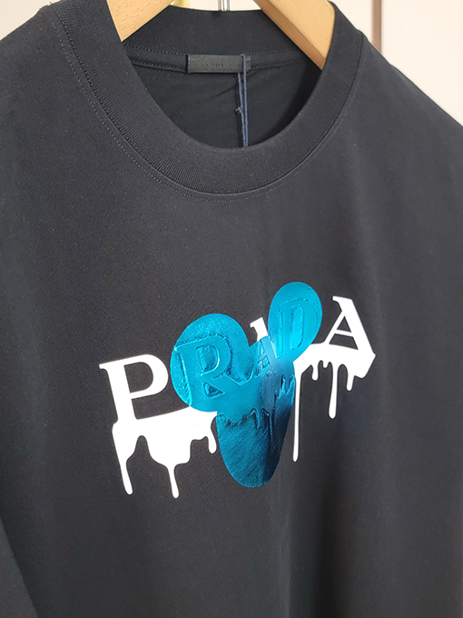 プラダ ペイントドロップアルファベットミッキーマウスオクルージョンパターン半袖Tシャツ