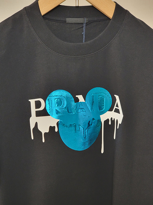 プラダ ペイントドロップアルファベットミッキーマウスオクルージョンパターン半袖Tシャツ