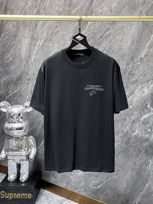 クロムハーツコピー 馬蹄サンスクリット語手磨きシリコンレタリング半袖Tシャツ