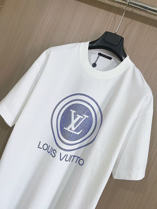 ルイヴィトンコピー ファッションホットドリルロゴ半袖Tシャツ