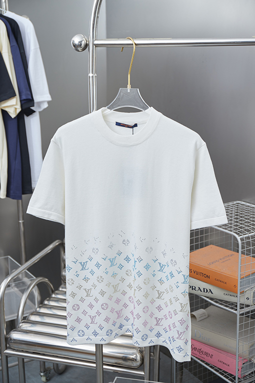 ルイヴィトンコピー 新しいホットドリルジャカードニット半袖Tシャツ